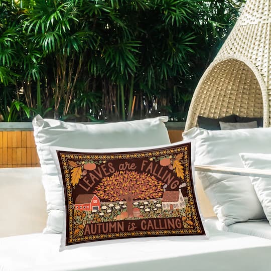 Stupell Industries Leaves Falling on Brown Outdoor Printed Pillow